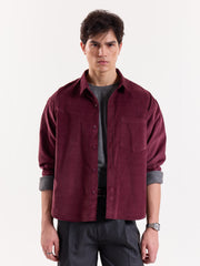 Burgundy Corduroy Oversized Shirt